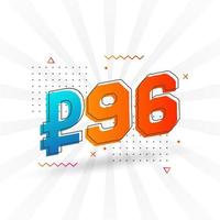 96 Russian Ruble vector currency image. 96 Ruble symbol bold text vector illustration