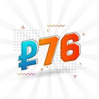76 Russian Ruble vector currency image. 76 Ruble symbol bold text vector illustration
