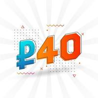 40 Russian Ruble vector currency image. 40 Ruble symbol bold text vector illustration