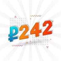242 Russian Ruble vector currency image. 242 Ruble symbol bold text vector illustration