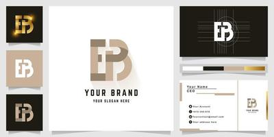 Letter EB or EPB monogram logo with business card design vector