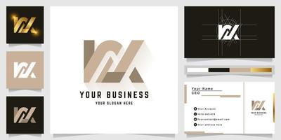 Letter NX or NJ monogram logo with business card design vector