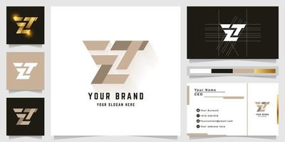 Letter Z or ZT monogram logo with business card design vector