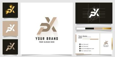 Letter PX or PYX monogram logo with business card design vector