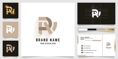 Letter RV or RN monogram logo with business card design vector