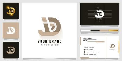 Letter jD or iD monogram logo with business card design vector