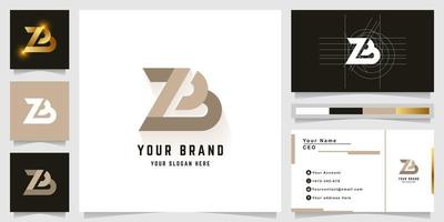 Letter ZB or LB monogram logo with business card design vector