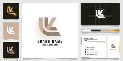 Letter LK or LW monogram logo with business card design vector