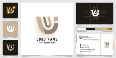 Letter Ui or Luj monogram logo with business card design vector