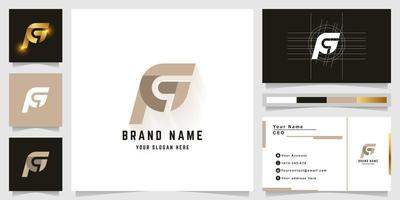 Letter FG or PG monogram logo with business card design vector