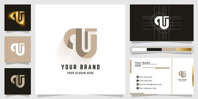 Letter qU or NU monogram logo with business card design vector