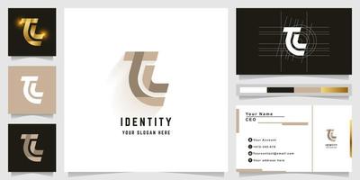 Letter TL or TC monogram logo with business card design vector