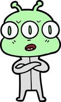 Cartoon three eyes alien vector