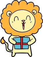 Cartoon lion laughing vector