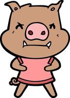 Cartoon angry pig vector
