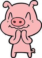 Cartoon nervous pig vector