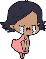 Cartoon crying girl vector
