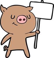 Cartoon cheerful pig vector