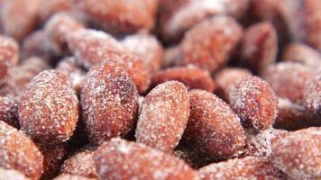 Macro shot of salty almonds video