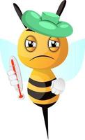 Sick bee, illustration, vector on white background.