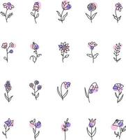 Flowers icon pack, illustration, vector on a white background.