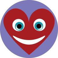 Heart with big smile, illustration, vector on a white background.