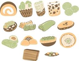 Tasty indonesian traditional street food illustration set vector