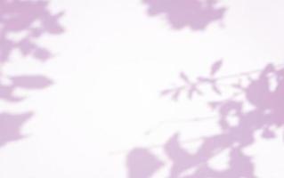 efecto de superposición de sombra natural de hojas orgánicas sobre fondo de textura púrpura, para superposición en la presentación del producto, fondo y maqueta, patrón de sombra de naturaleza abstracta foto