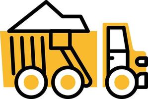 Hard equipments dump truck, illustration, vector on a white background.