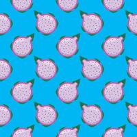 Dragon fruit , seamless pattern on a blue background. vector