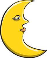 Bored young moon ,illustration,vector on white background vector