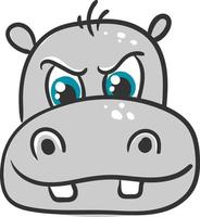 Angry hippo, illustration, vector on white background