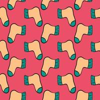 Orange socks,seamless pattern on red background. vector