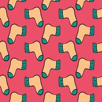 Orange socks,seamless pattern on red background. vector