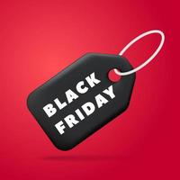 3d vector cartoon render black Friday discount sale label tag coupon  banner design with text