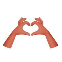 Vector 3d cartoon female African American diversity hands love gesture