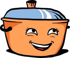 Orange saucepan, illustration, vector on white background