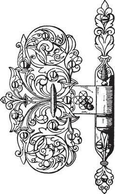 Door Hing, ball-bearing ,  vintage engraving.