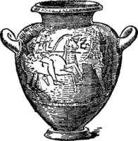 Stamnos is a Wine jar, vintage engraving. vector