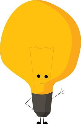 A happy lamp bulb, vector or color illustration.