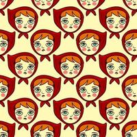 Red riding hood, seamless pattern on bright background. vector