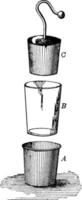 Diagram of a Leyden jar, vintage illustration. vector