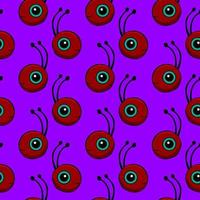 Cute ants, seamless pattern on purple background. vector