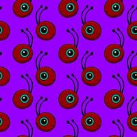 Cute ants, seamless pattern on purple background. vector