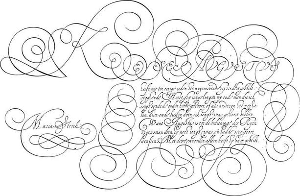 Writing example with capital K, vintage illustration.