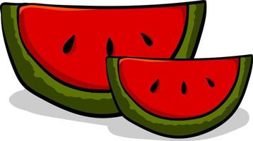 Watermelon piece, illustration, vector on white background.