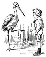 Ole Luk-Oie and Stork, vintage illustration vector