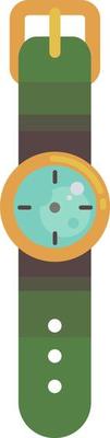 Green watch, illustration, vector on white background.