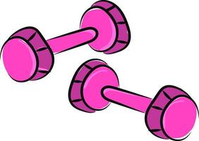 A pair of pink dumbbells, illustration, vector on white background.