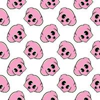 Pink dog ,seamless pattern on white background. vector